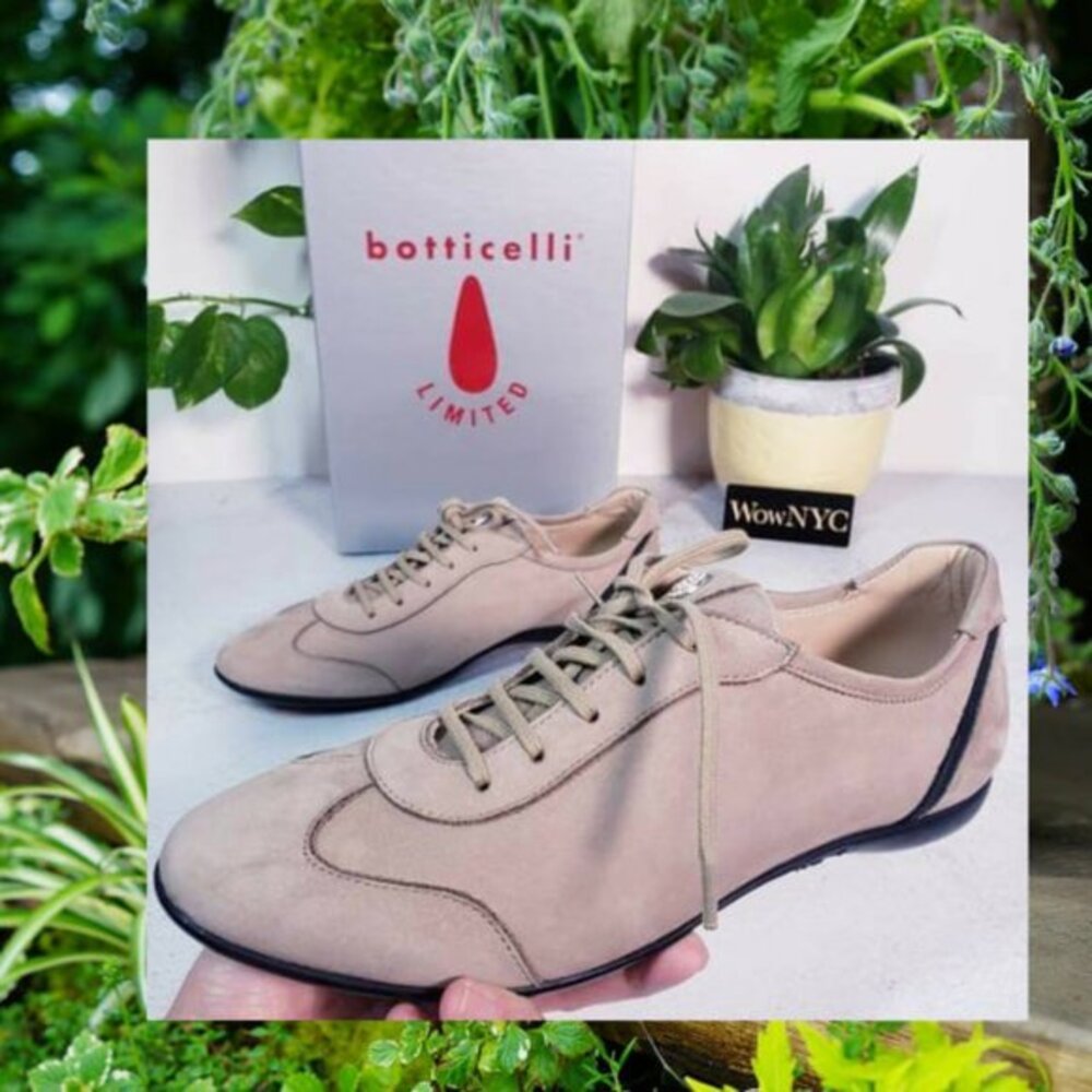 ROBERTO BOTTICELLI Leather Shoes 7 Cream Tan Italian Low‎ Top Sneaker NEW